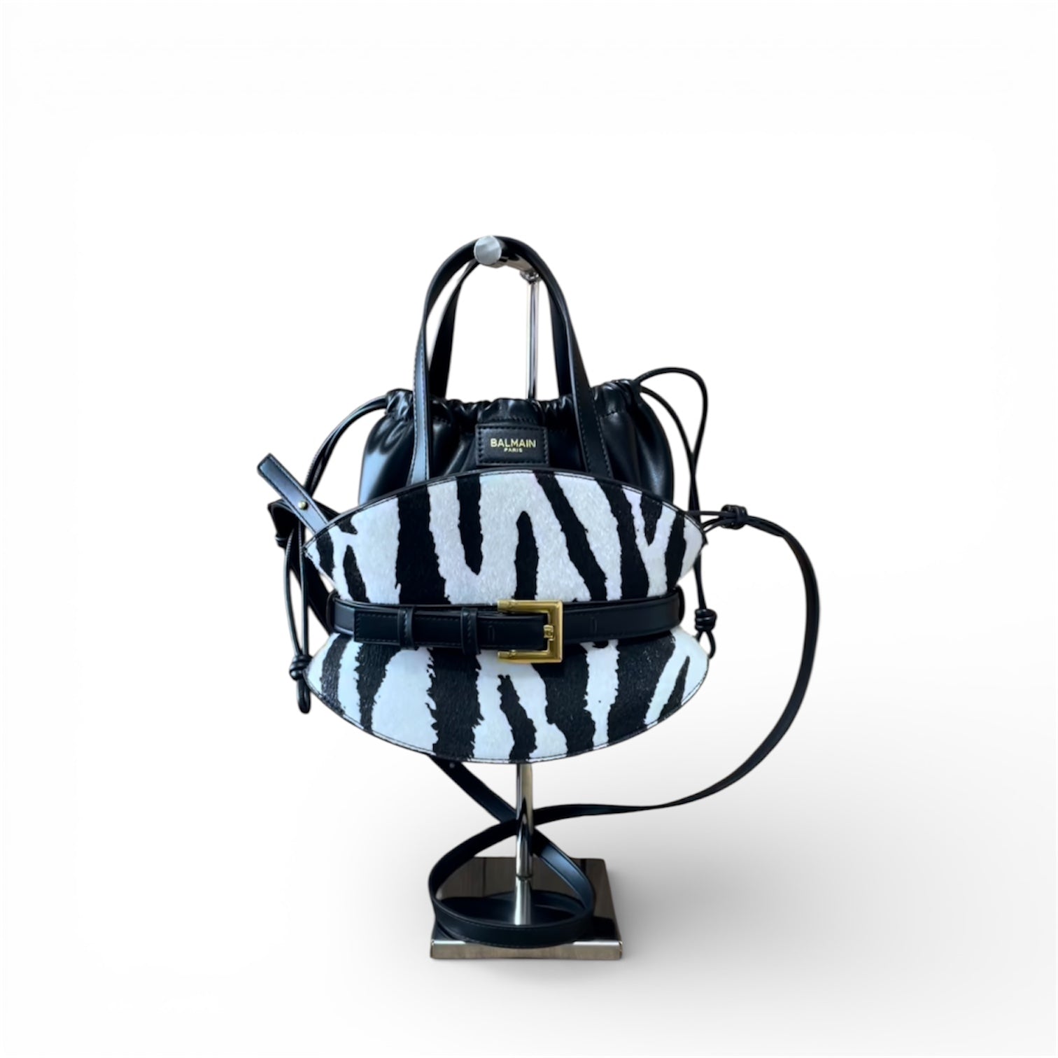 Balmain B-Buzz Dynasty Leather Small Tote Bag