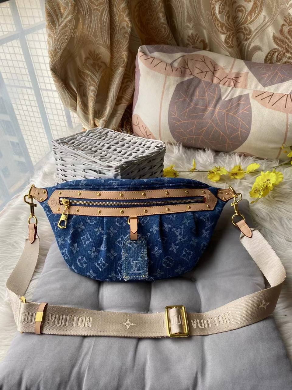 LOUIS VUITTON Monogram Denim High Rise Bumbag Blue