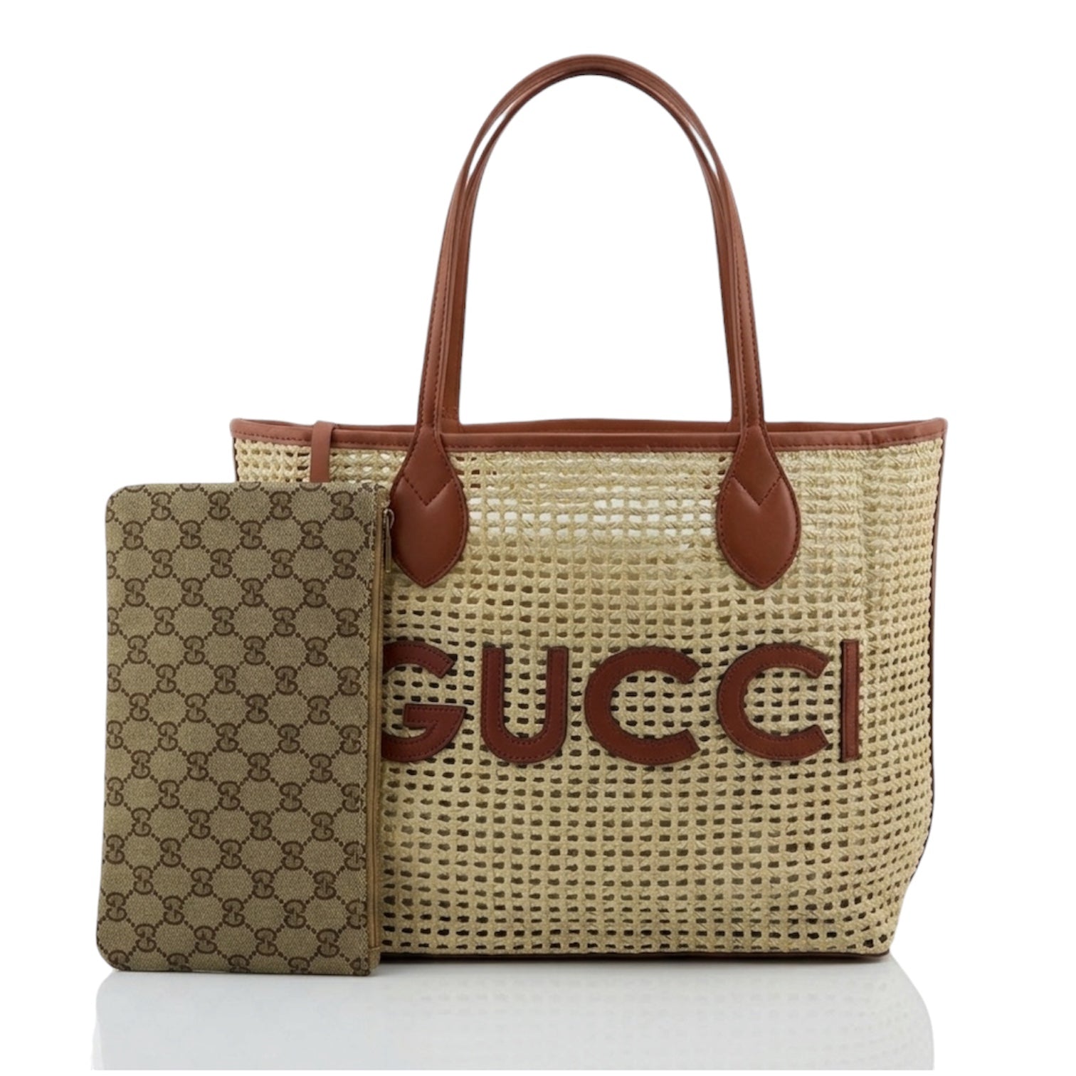 Gucci Ophidia GG Raffia Effect Tote Bag