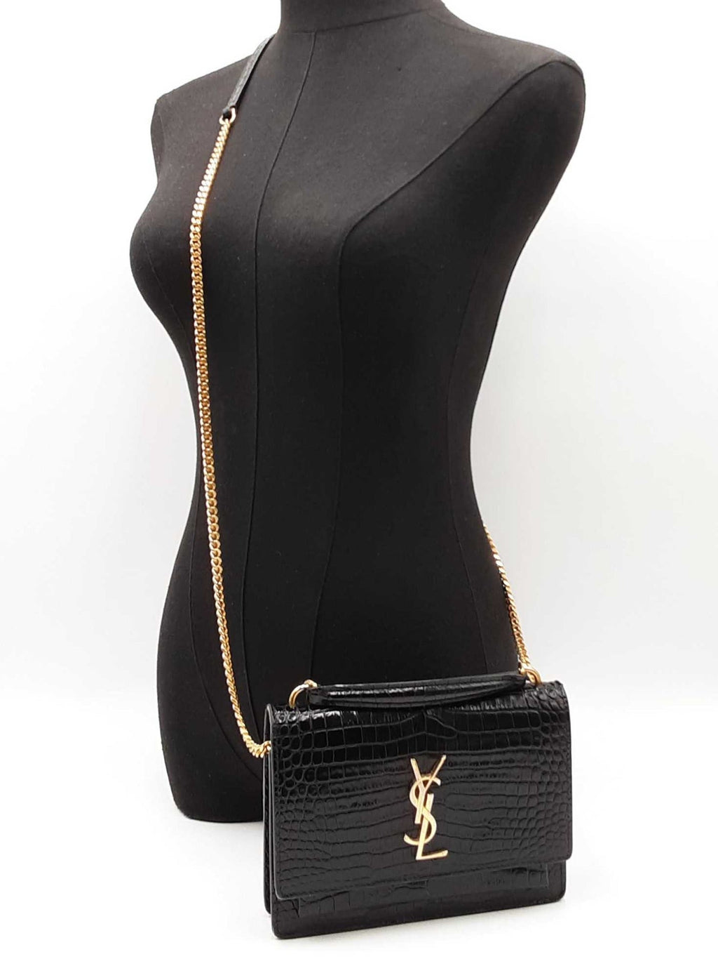 Saint Laurent Cassandra Croc-Embossed Top Handle Bag