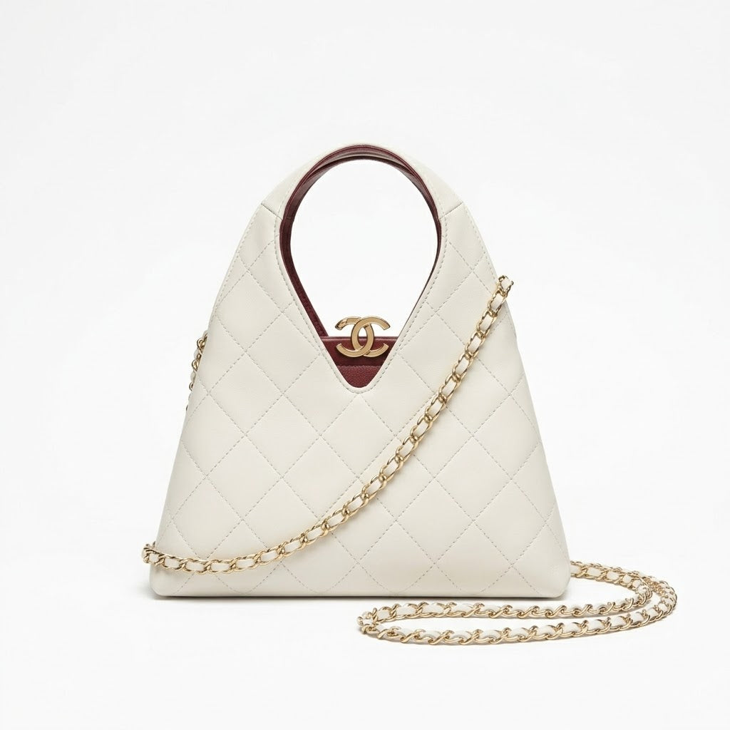 Chanel Small Quilted Hobo Bag with Cutout Handle
