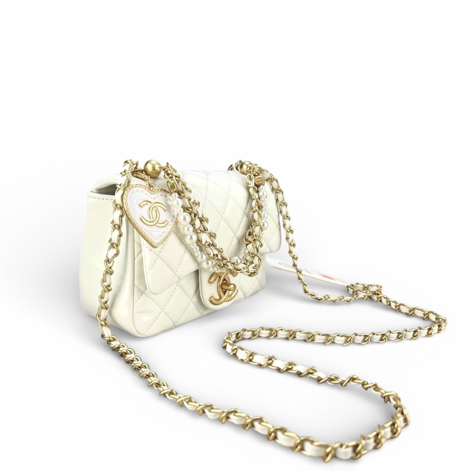 Mini Quilted Chain Shoulder Bag with Charm Details