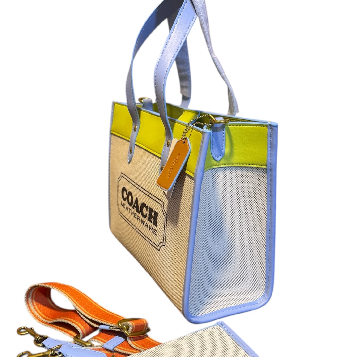 Coach Tote Bag with Removable Pouch & Web Strap