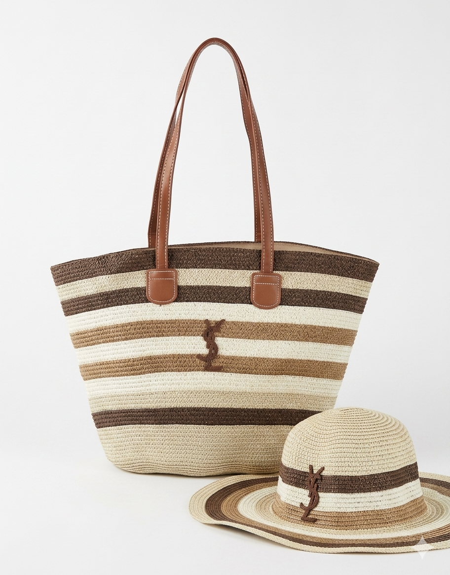 YSL Straw Tote & Hat Summer Set