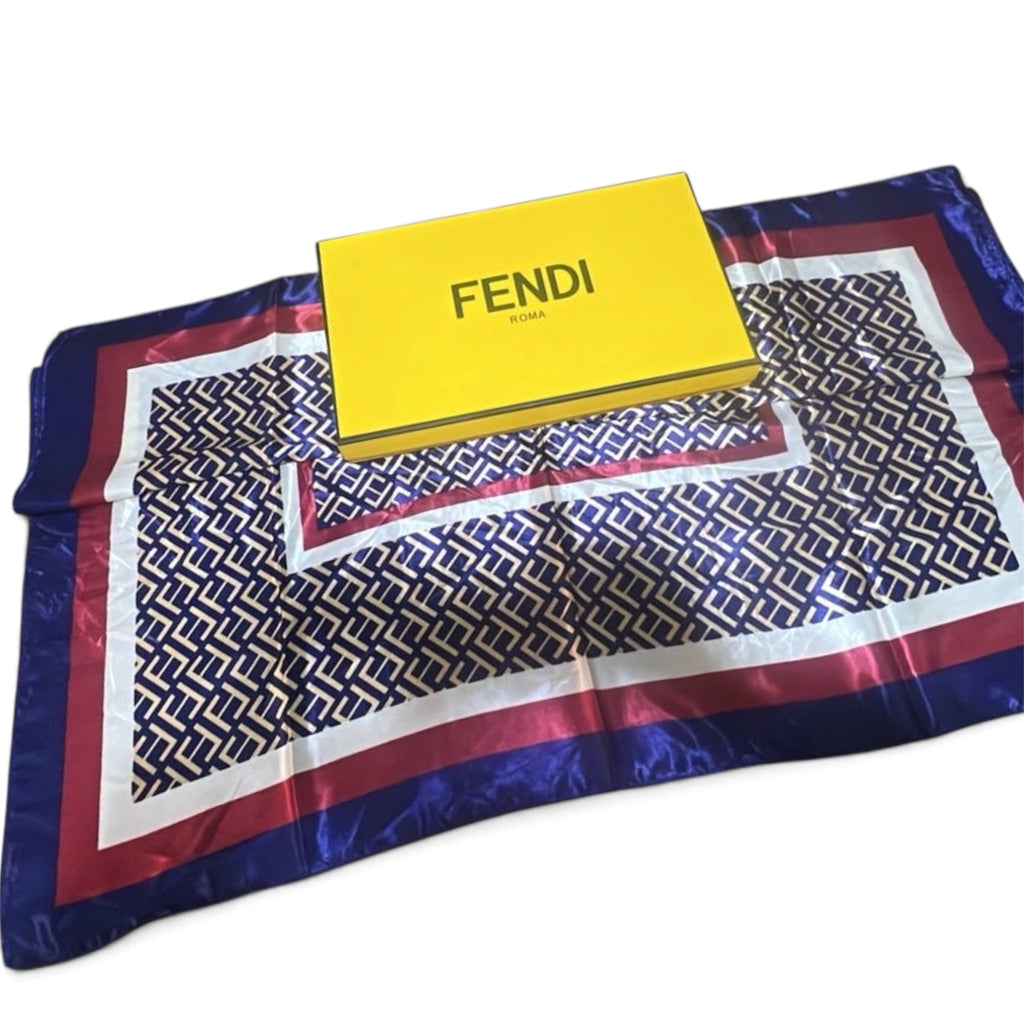 Fendi FF Geometric Monogram Silk Square Scarf