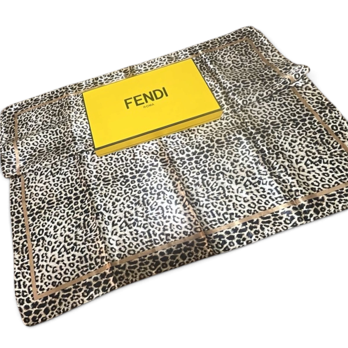 Fendi Leopard Print Silk Square Scarf