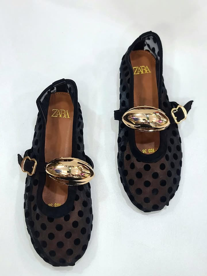 Zara Statement Buckle Ballet Flats