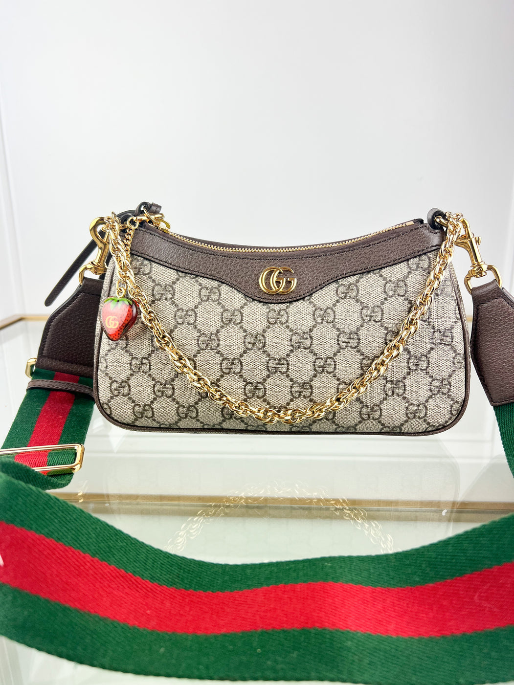 Gucci GG Canvas Shoulder Bag with Web Strap