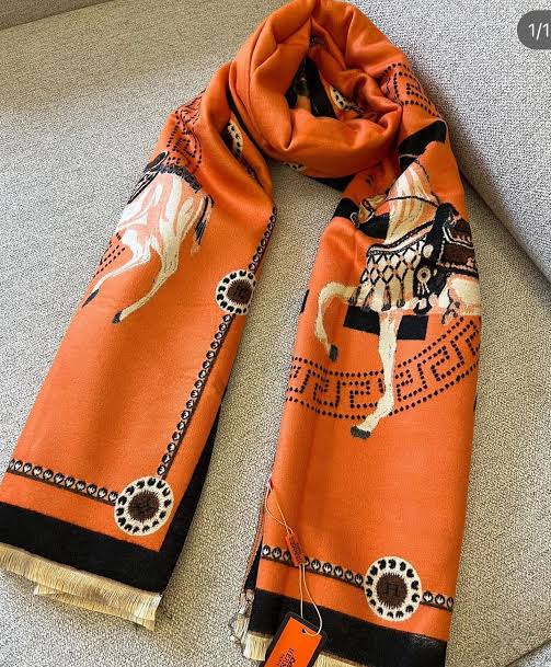 Hermès Equestrian & "H" Medallion Shawl Scarf