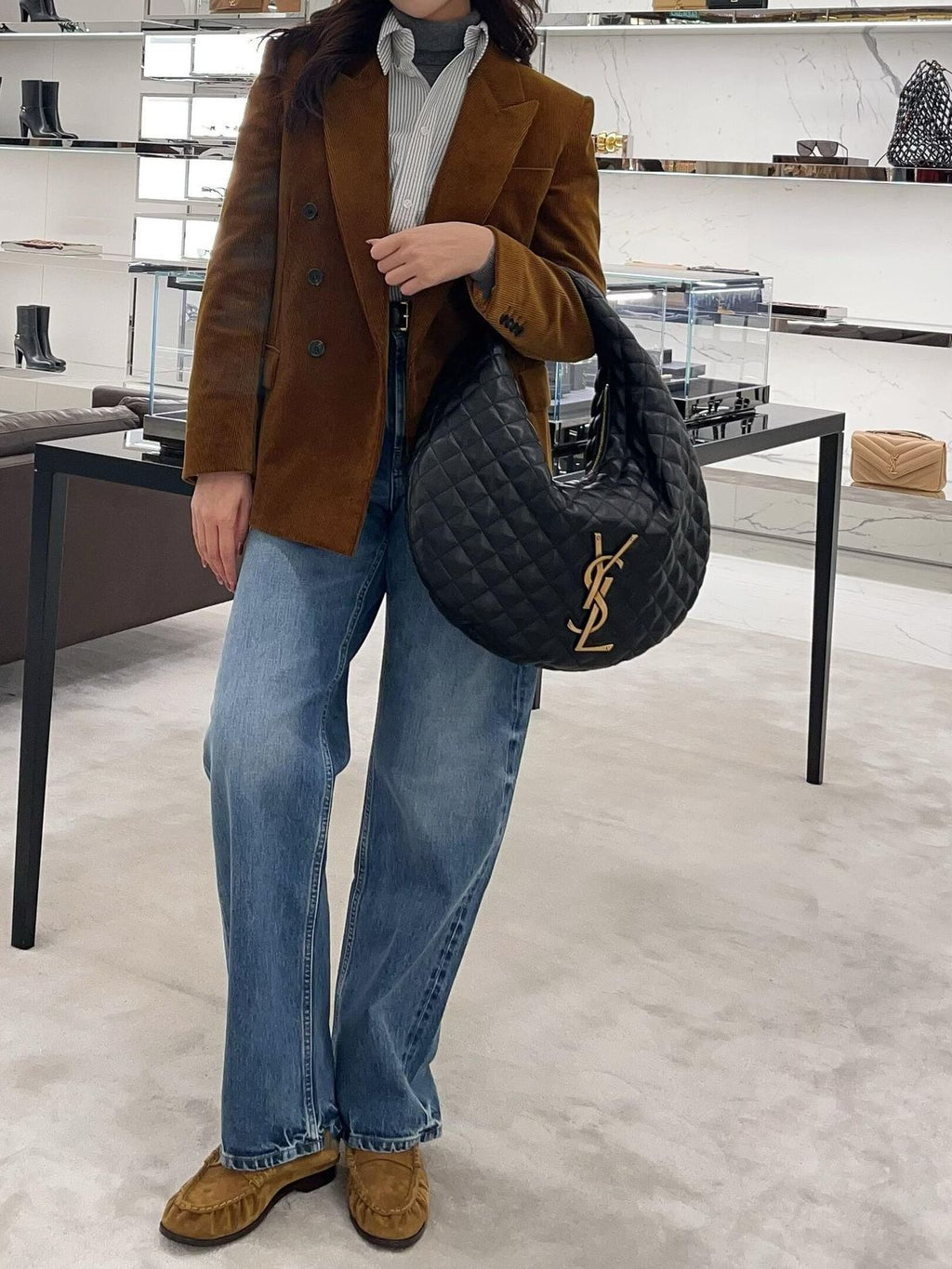 Saint Laurent Puffer Quilted Hobo Bag
