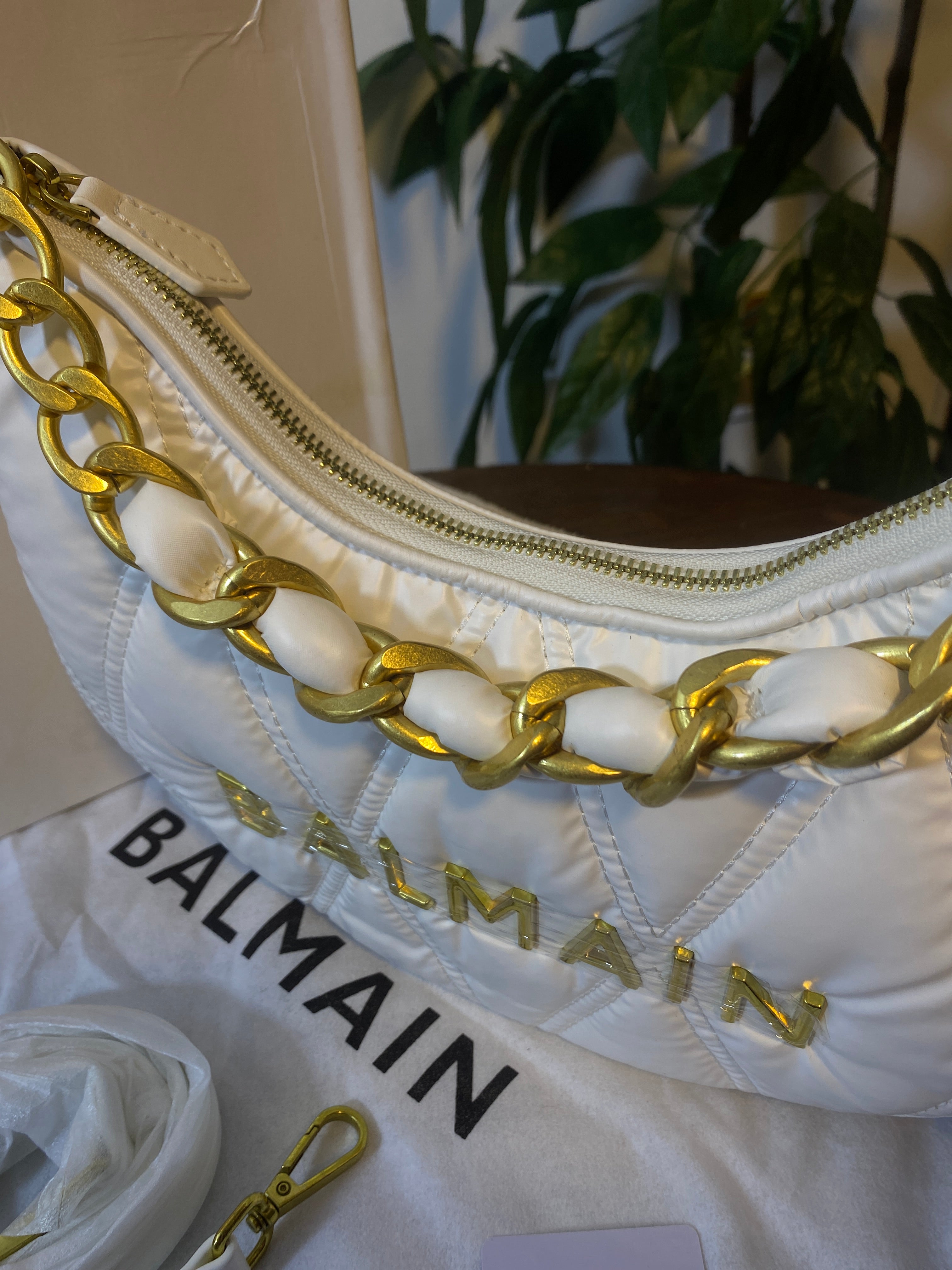Balmain Quilted Crescent Bag