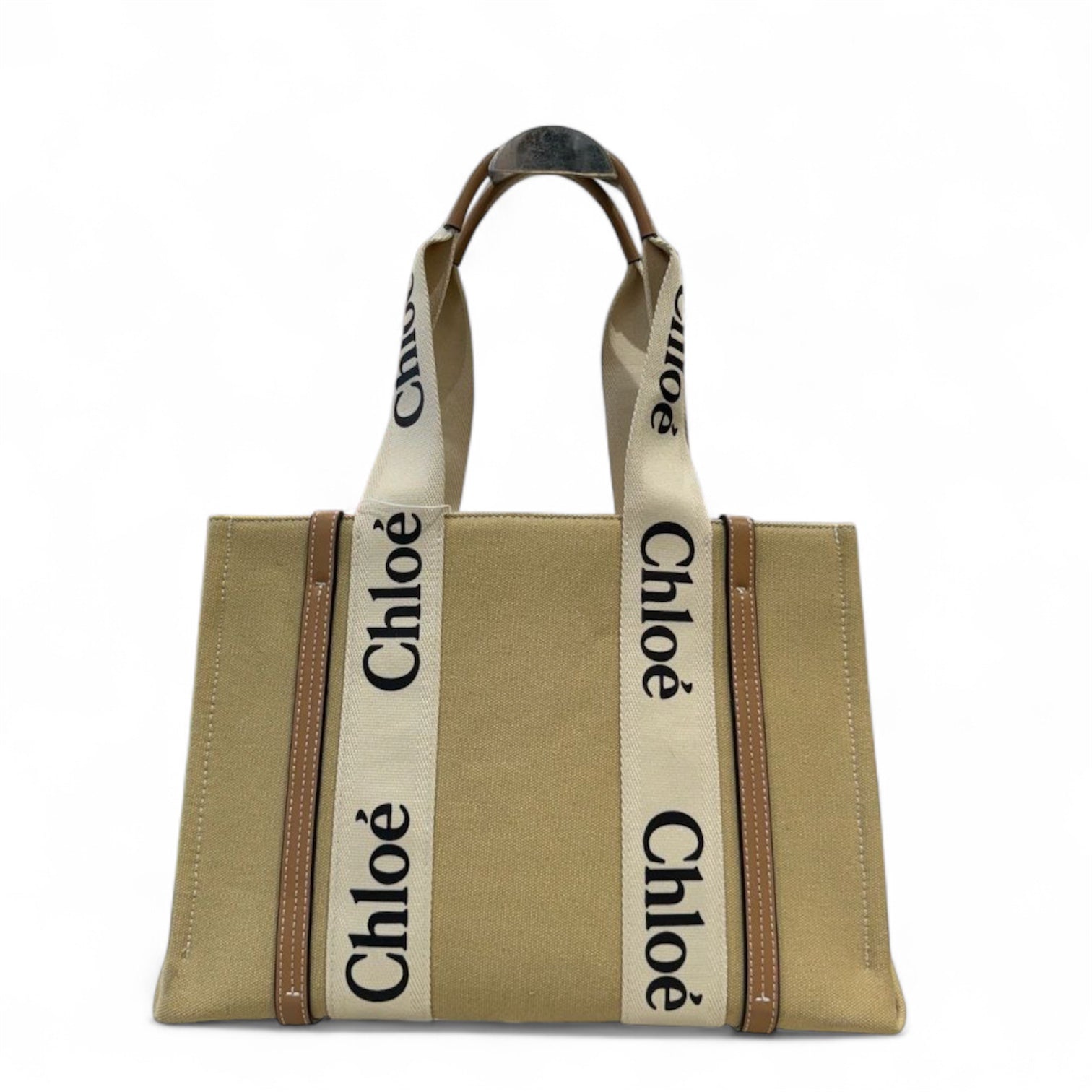 Chloé Medium Woody Tote Bag In Linen