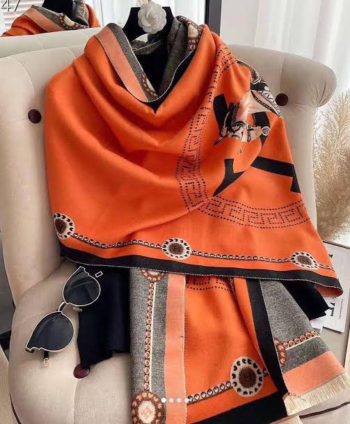 Hermès Equestrian & "H" Medallion Shawl Scarf