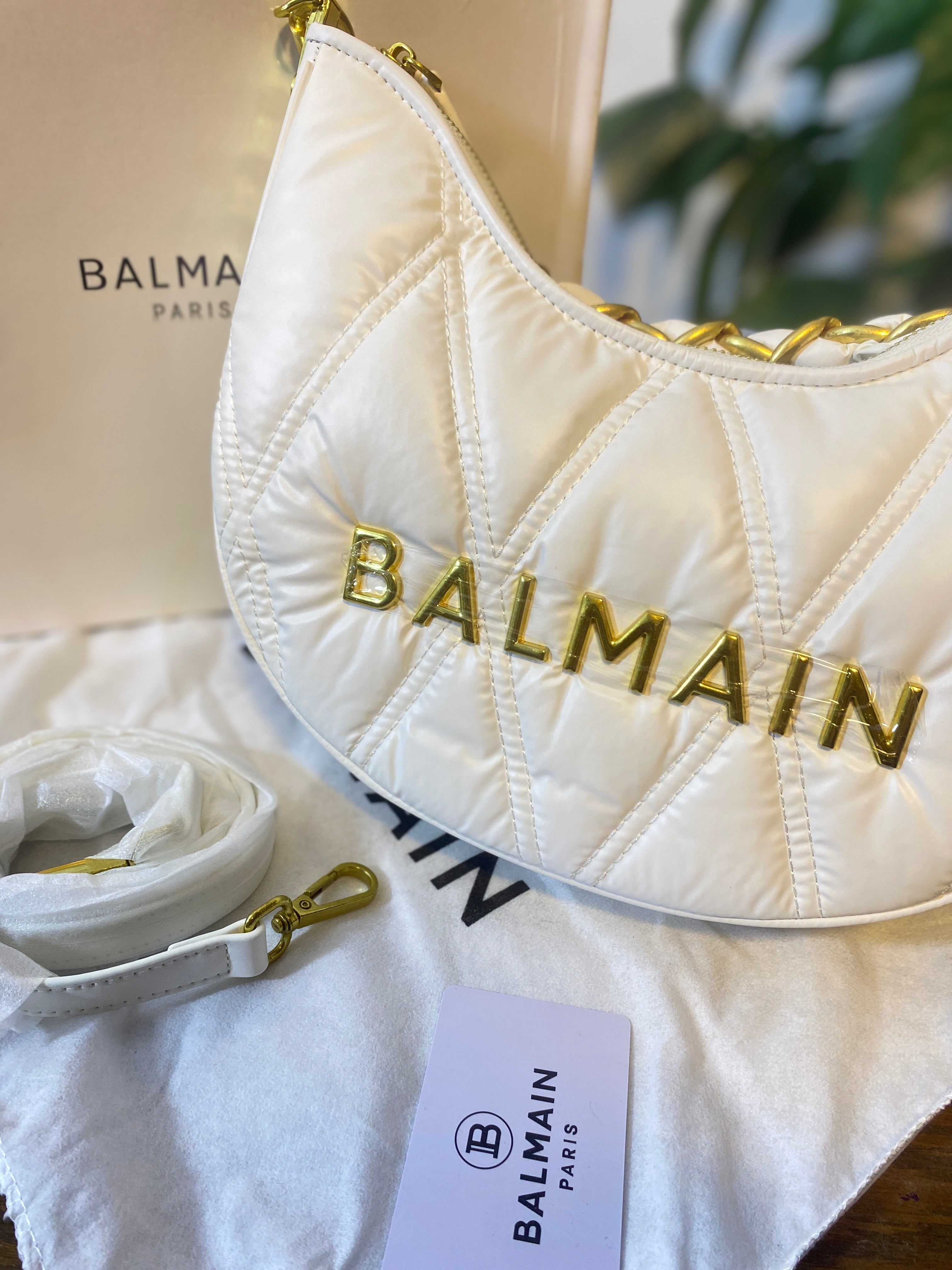 Balmain Quilted Crescent Bag