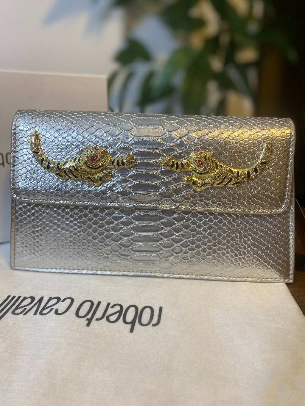 Roberto Cavalli Snake-Texture Bag