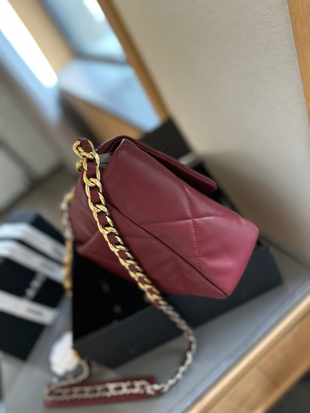 Chanel 19 Flap Bag in Burgundy Leather