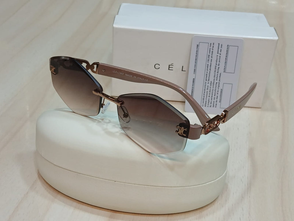 Celine Triomphe Rimless Geometric Sunglasses