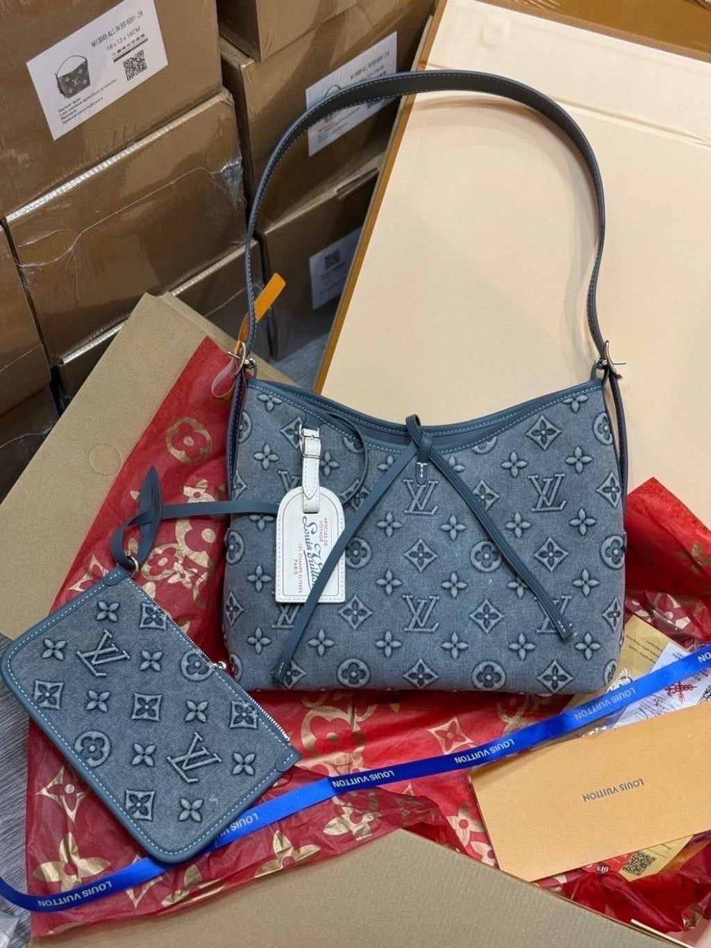 Louis Vuitton Denim Shoulder Bag Set