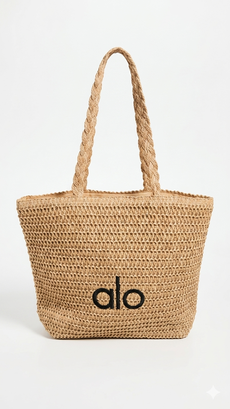 Alo Yoga Crochet Raffia Tote Bag