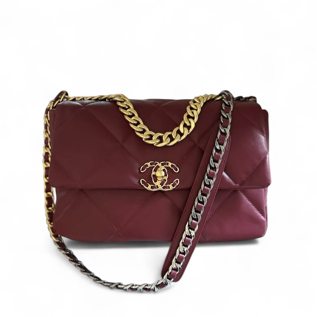 Chanel 19 Flap Bag in Burgundy Leather