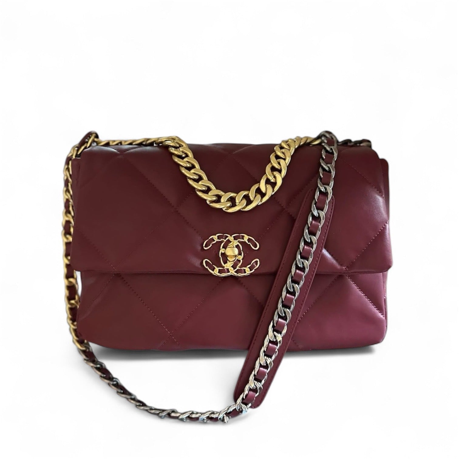 Chanel 19 Flap Bag in Burgundy Leather