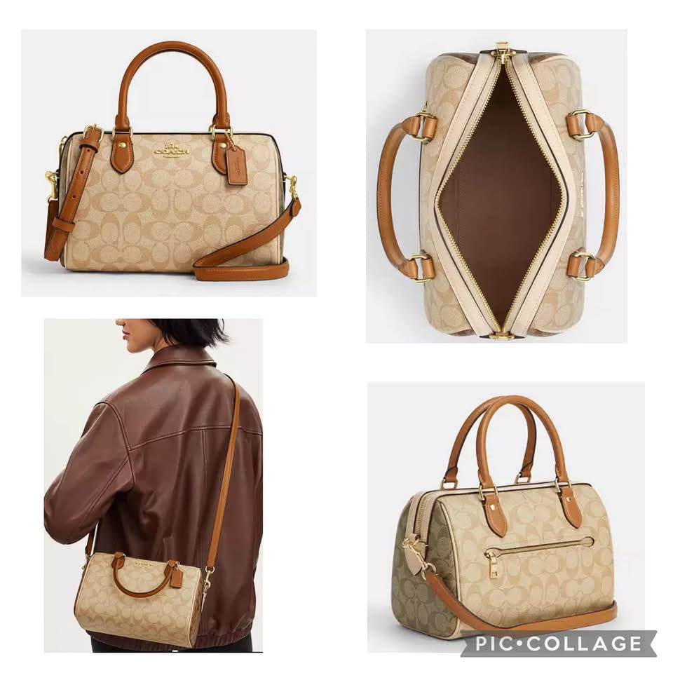 Coach Rowan Satchel In Blocked Signature Canvas