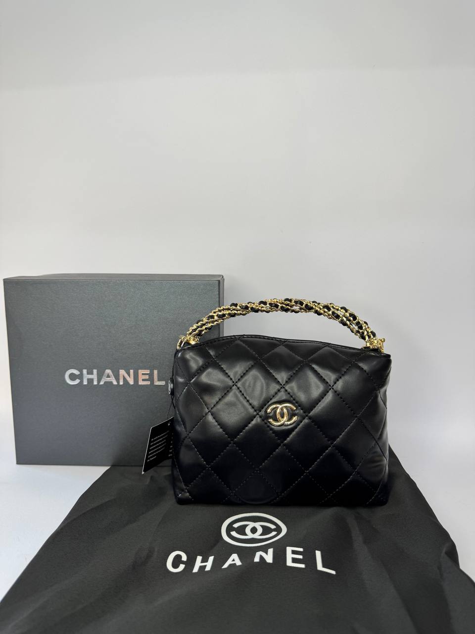 Chanel Quilted Lambskin CC Crystal Signature Chain Hobo Bag