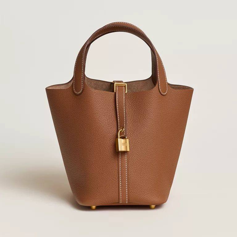 HERMÈS Picotin Lock 18 Bag in Gold Clemence Leather