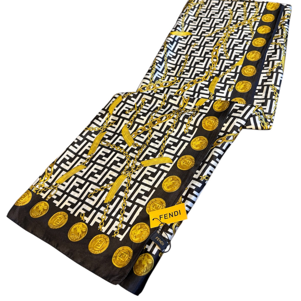 Fendi Logo Printed Silk Scarf