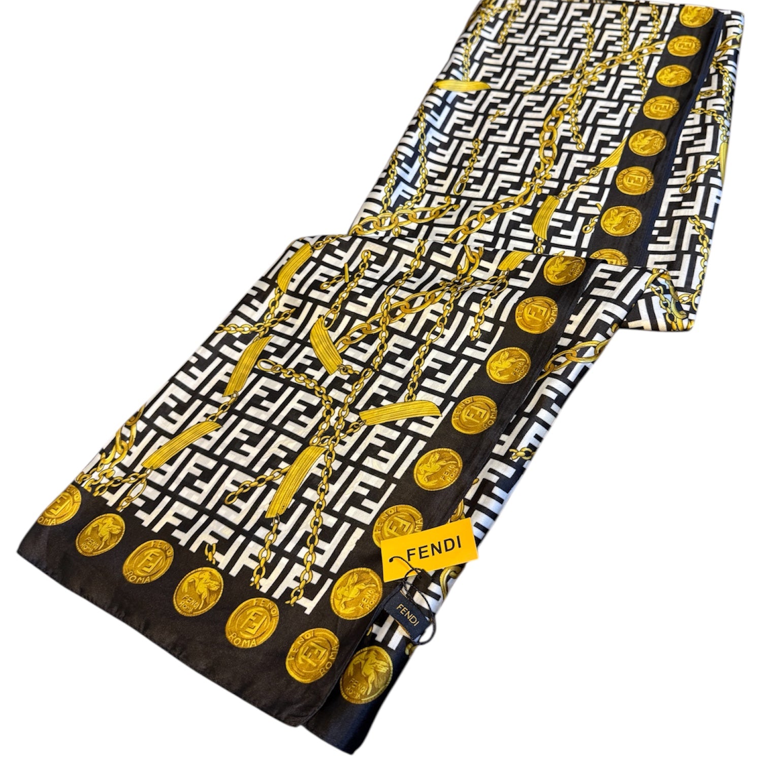 Fendi Logo Printed Silk Scarf