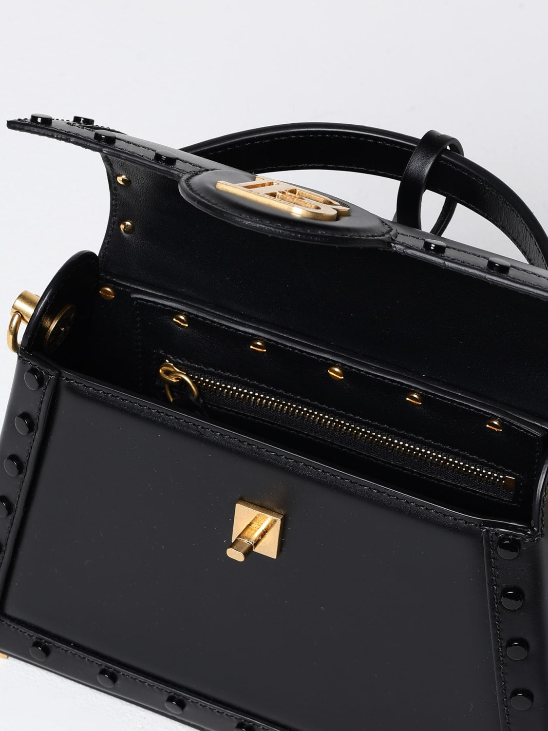 Balmain B-Emblem Quilted Top Handle Bag