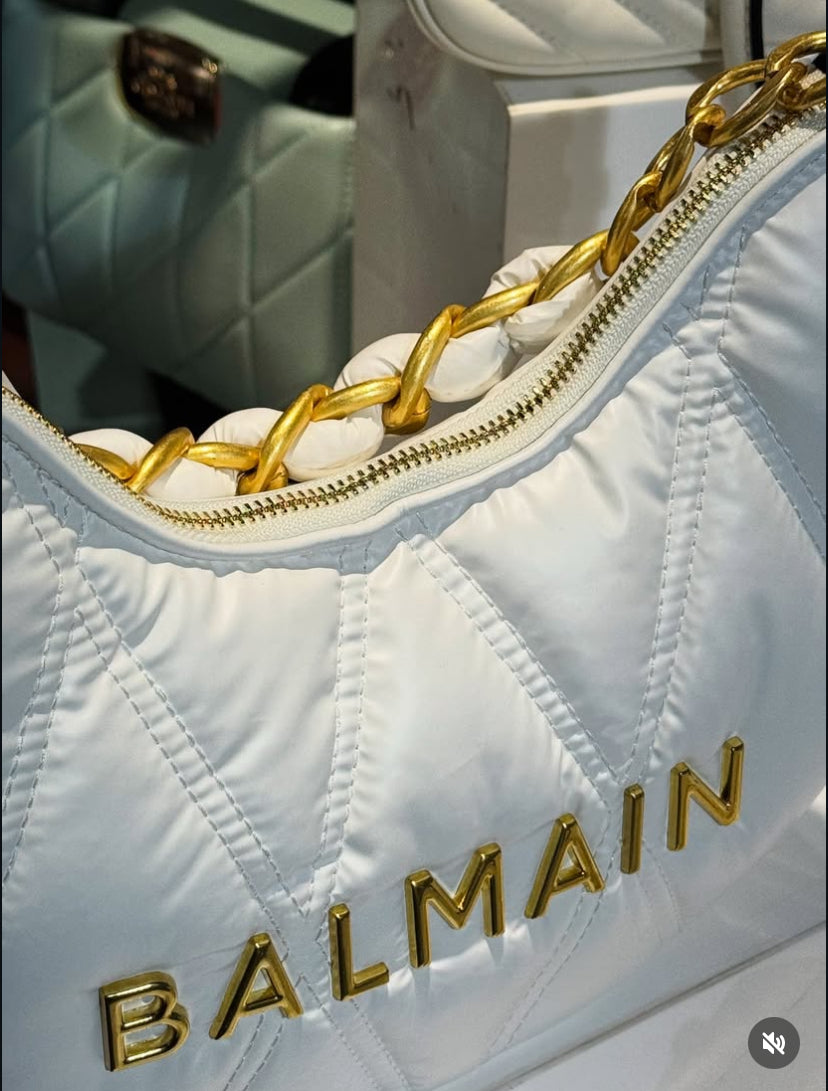 Balmain Quilted Crescent Bag