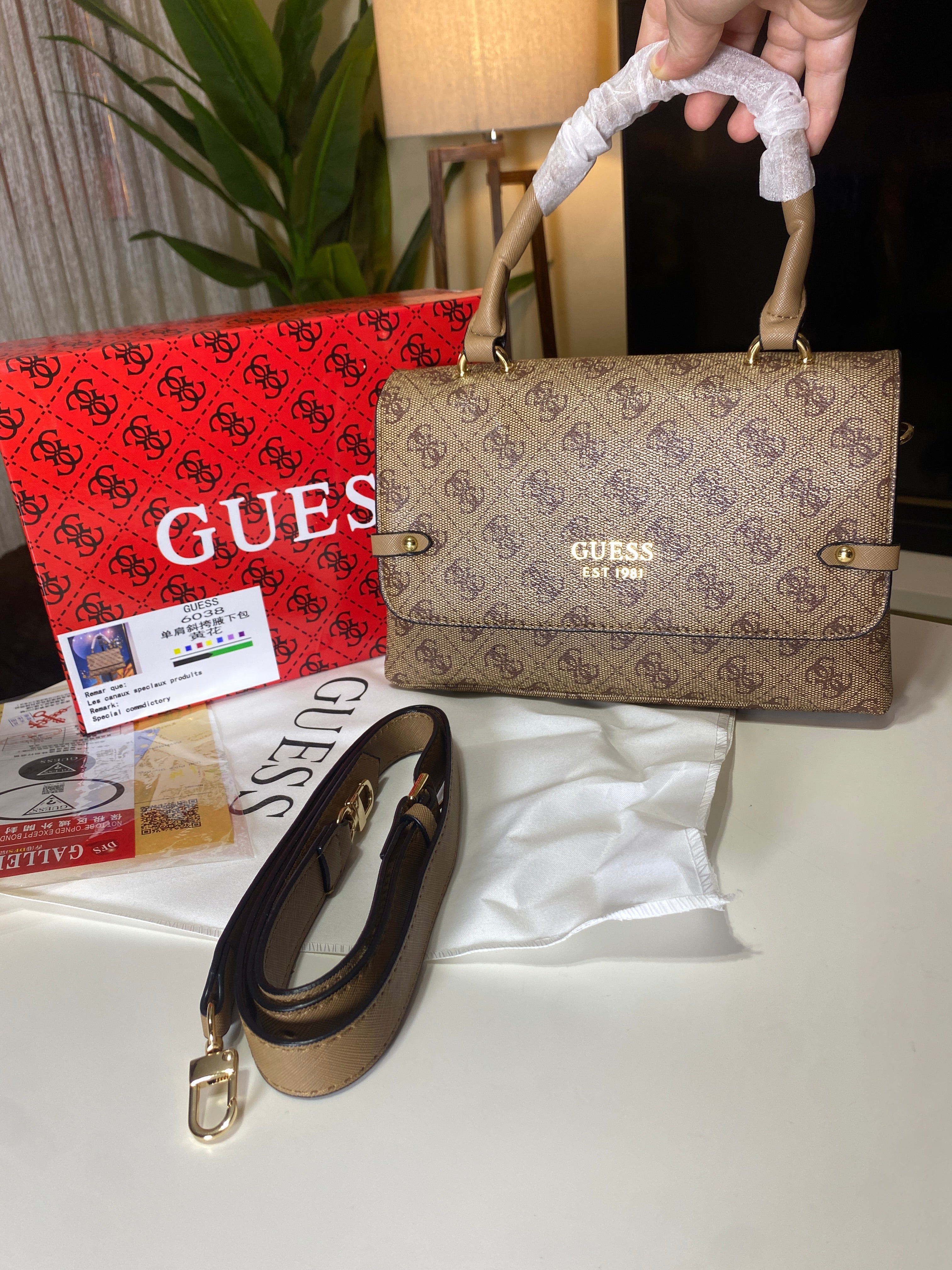 Guess Logo Print Satchel