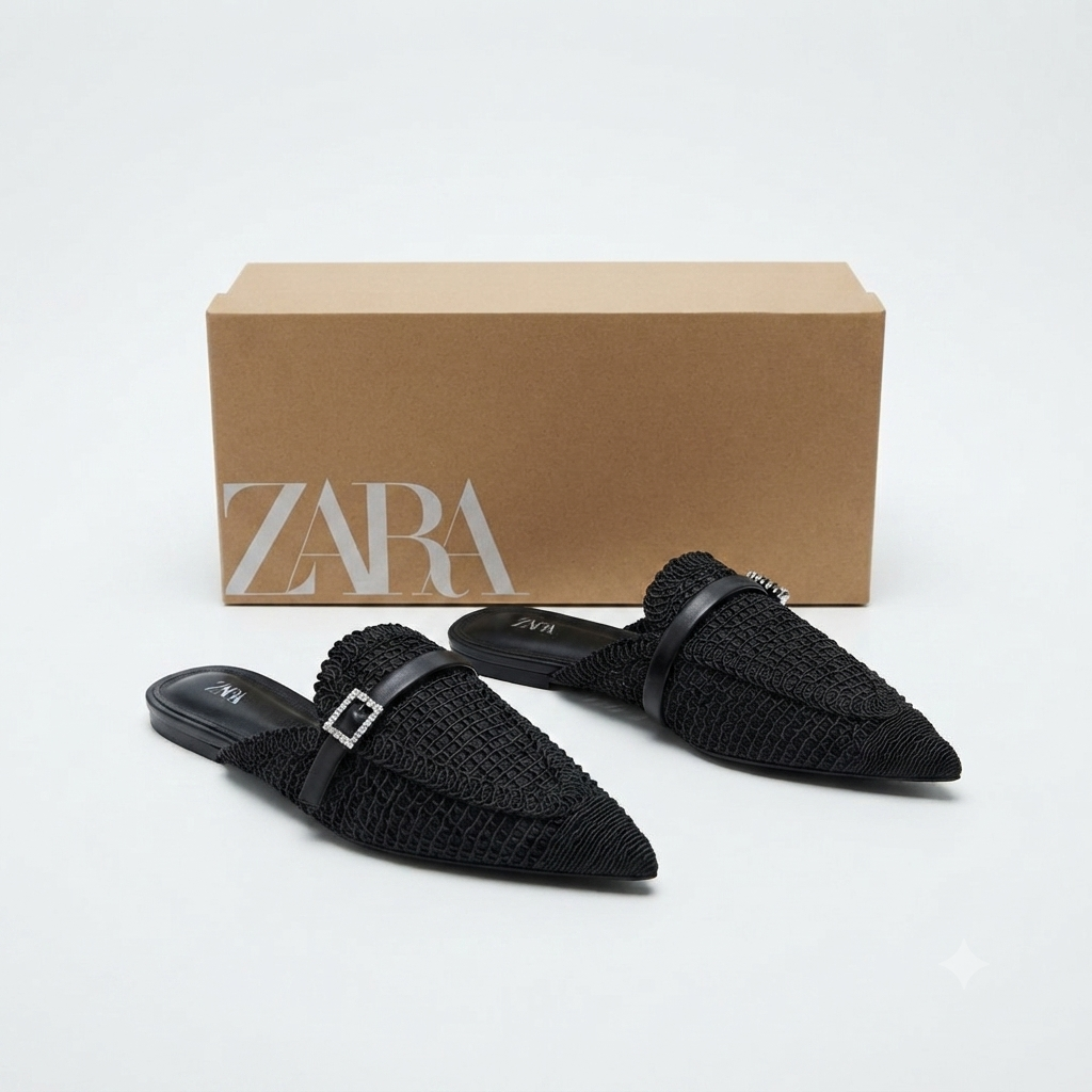 ZARA Woven Pointed Mules