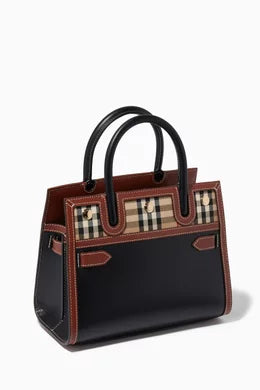 Burberry Title Leather & Vintage Check Tote