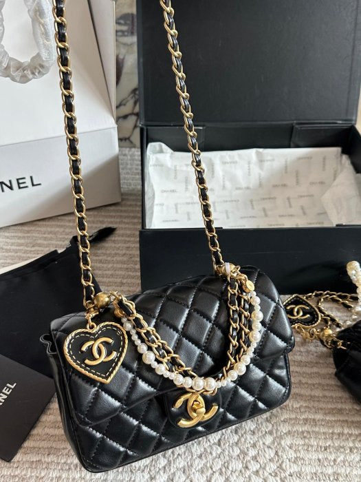 Mini Quilted Chain Shoulder Bag with Charm Details
