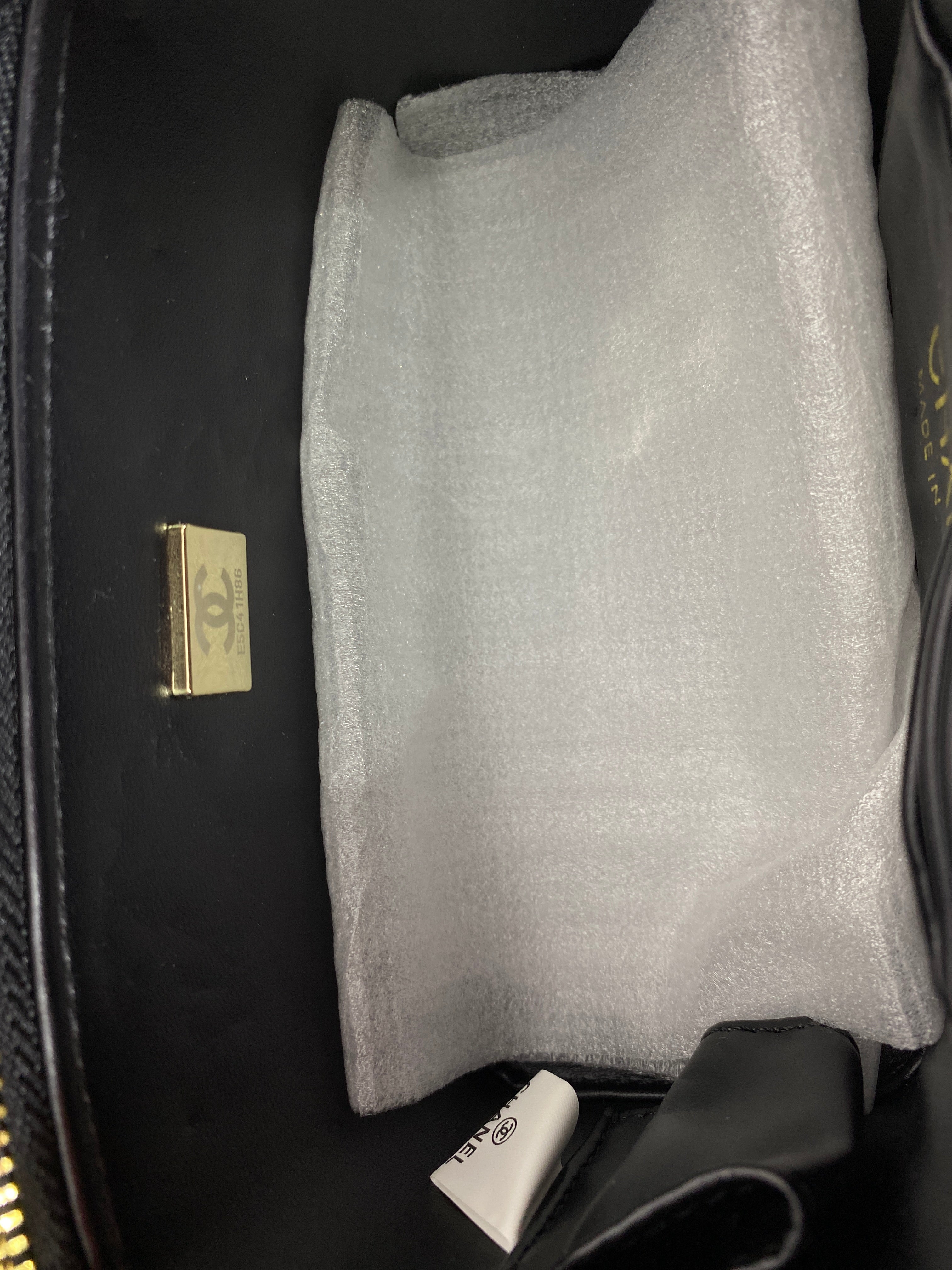 Chanel Black Calfskin Chain Vanity Bag