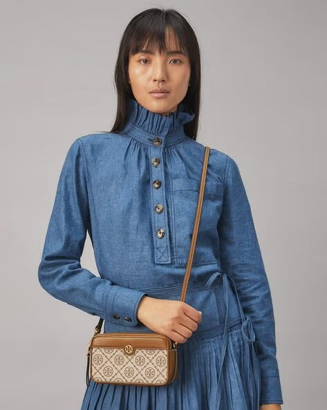 TORY BURCH T MONOGRAM JACQUARD DOUBLE-ZIP MINI BAG