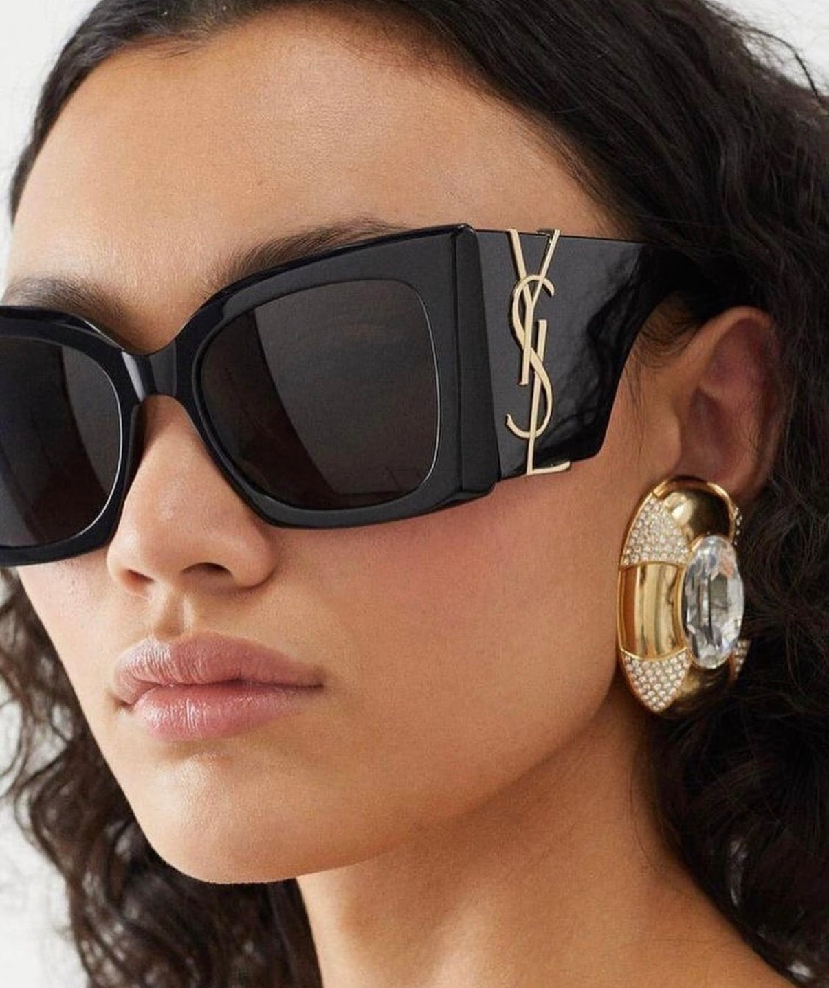Saint Laurent Oversized YSL Logo Sunglasses – Black & Gold