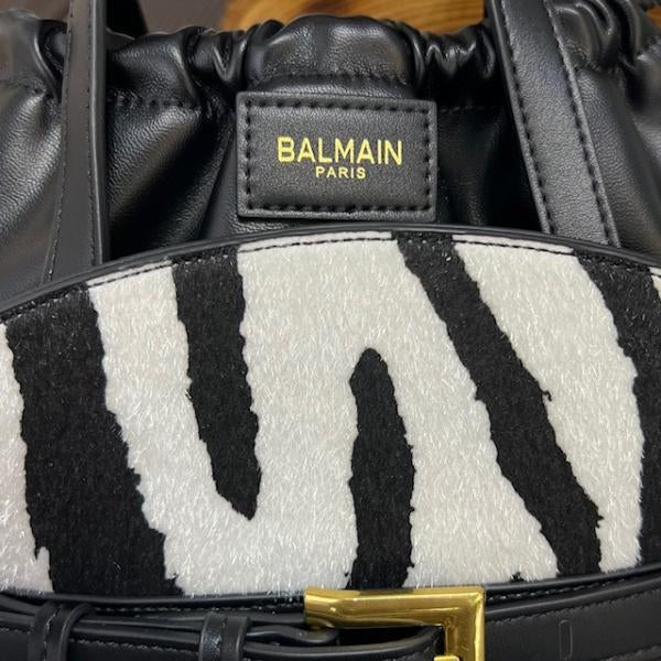 Balmain B-Buzz Dynasty Leather Small Tote Bag