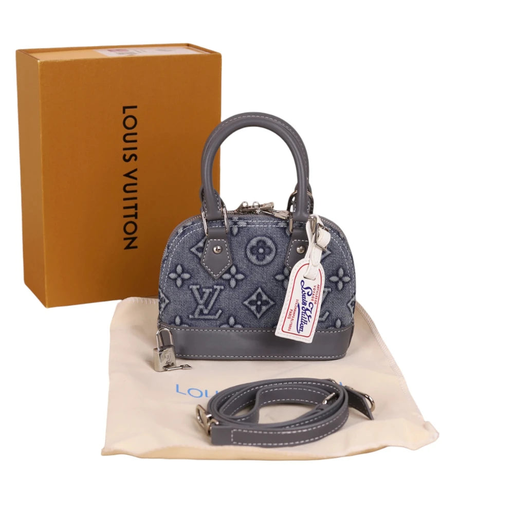 ‏Louis Vuitton Alma BB Denim Bag – Blue Monogram with Grey Leather trim
