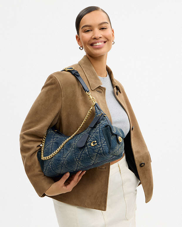 Coach Quilted Denim Cargo Shoulder Bag