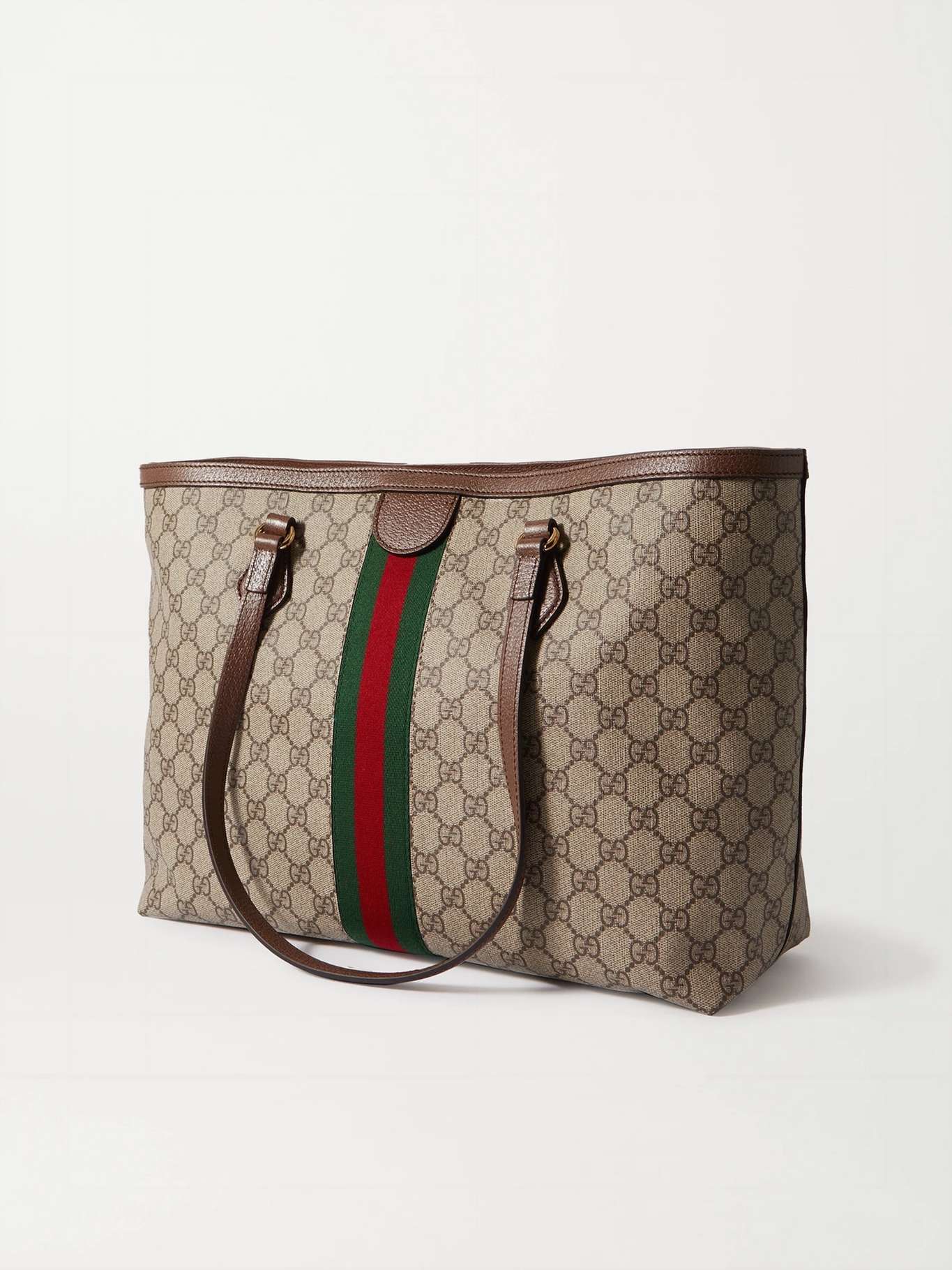 Ophidia medium leather-trimmed printed coated-canvas tote