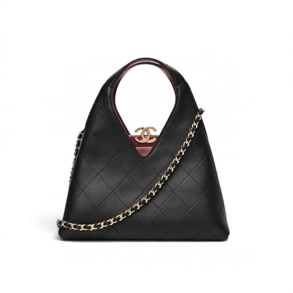 Chanel Small Quilted Hobo Bag with Cutout Handle