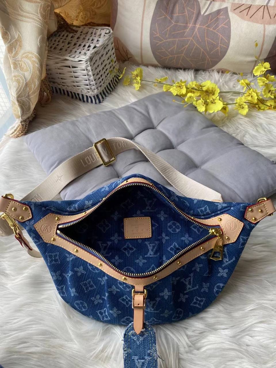 LOUIS VUITTON Monogram Denim High Rise Bumbag Blue