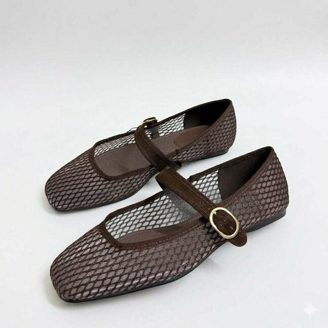 Zara Mesh Mary Jane Ballet Flats