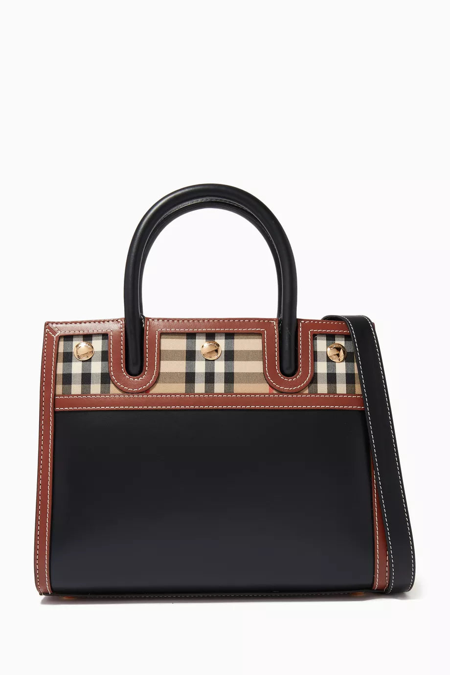 BURBERRY
Mini Title Bag in Vintage Check &amp; Leather