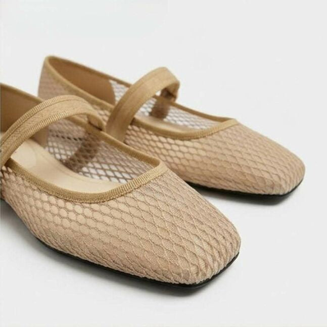 Zara Mesh Mary Jane Ballet Flats