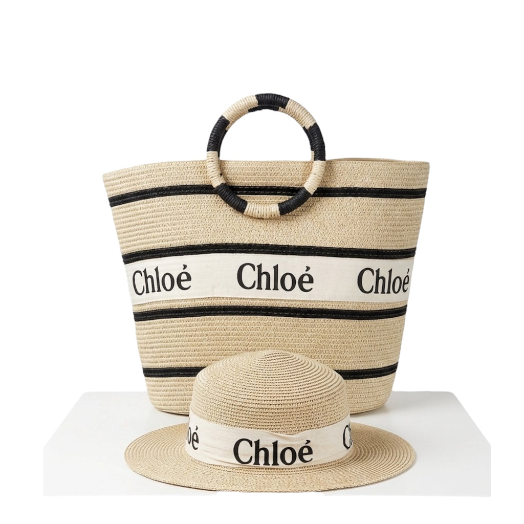 Chloé Woody Basket Bag & Raffia Hat Set