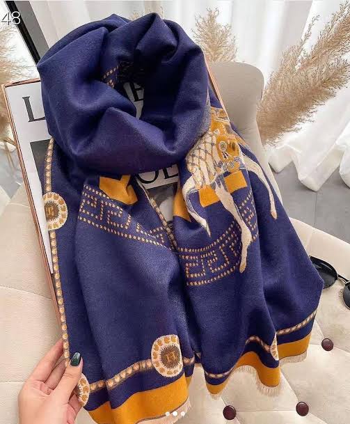Hermès Equestrian & "H" Medallion Shawl Scarf